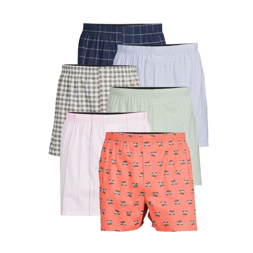 George Men's Moisture-Wicking Stretch Woven Boxers, 6-Pack NEW